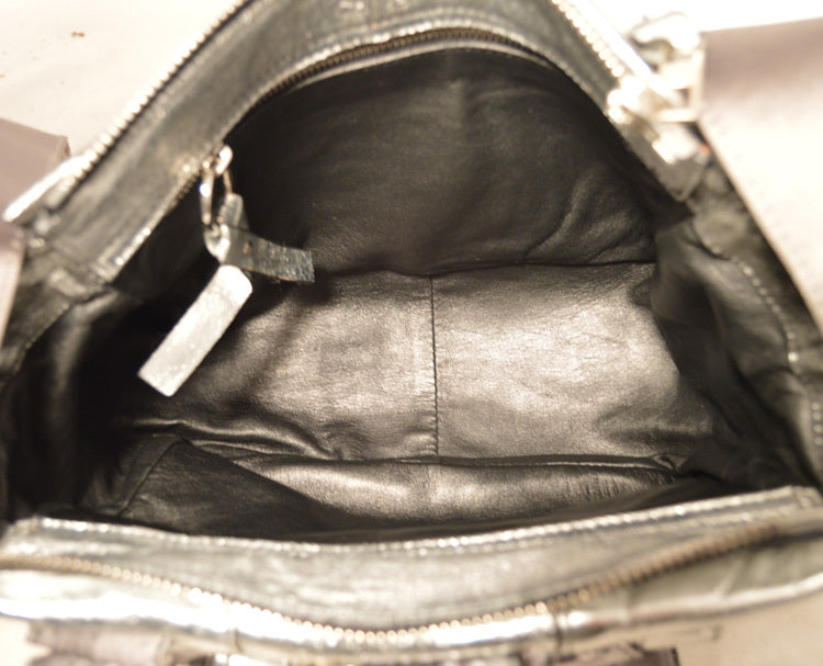 Chaneloe SiLouis Vuittoner Leather Satin Snakeskin Buckle Shoulder Bag