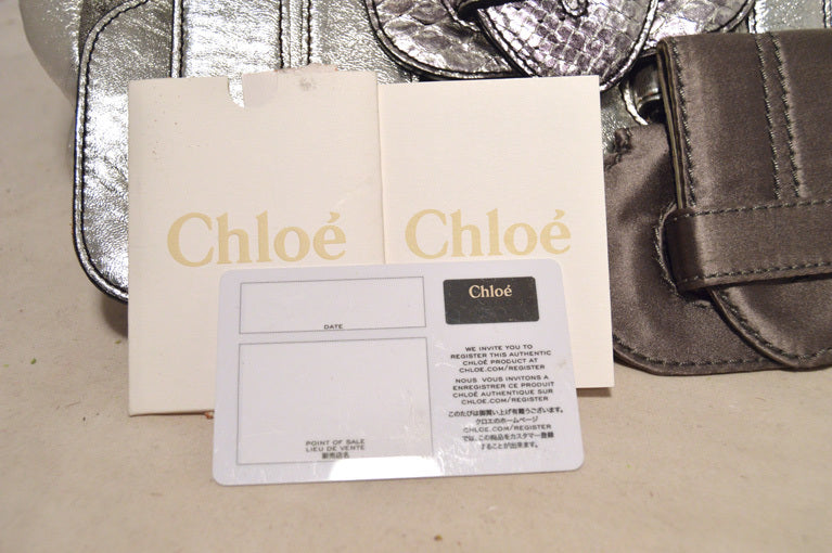 Chaneloe SiLouis Vuittoner Leather Satin Snakeskin Buckle Shoulder Bag