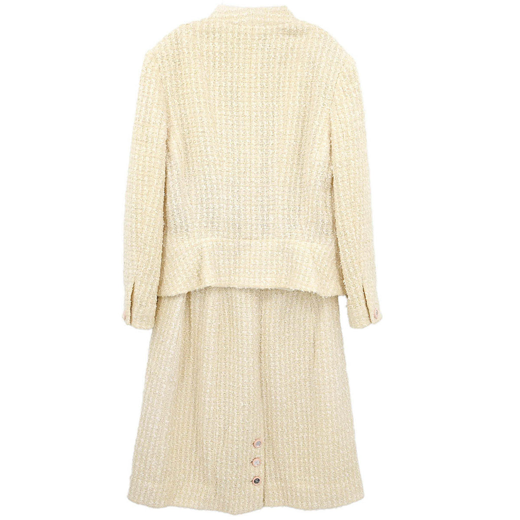 Chanel 1995 Setup Suit Jacket Skirt White #40