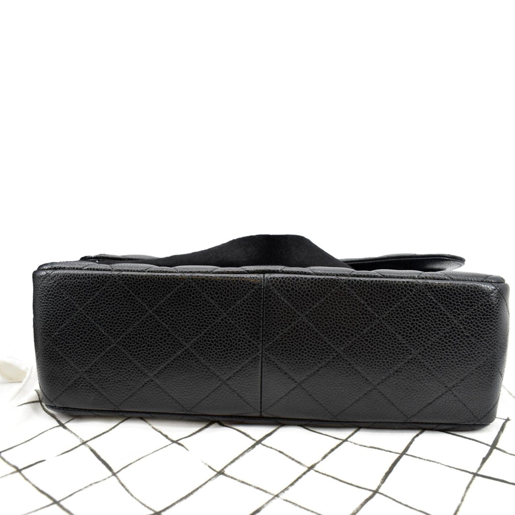 Chanel Jumbo Double Flap Caviar Leather Shoulder Bag Black