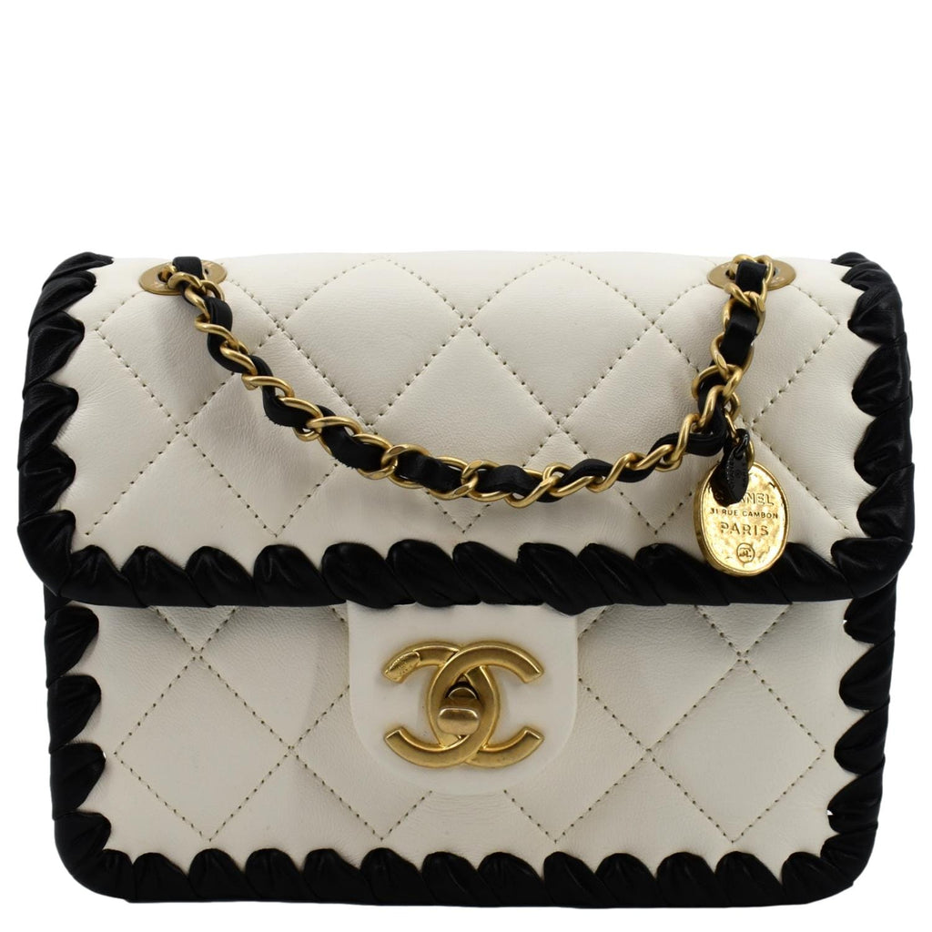 Chanel Mini My Own Frame Flap Braided Calfskin Leather Shoulder Bag White