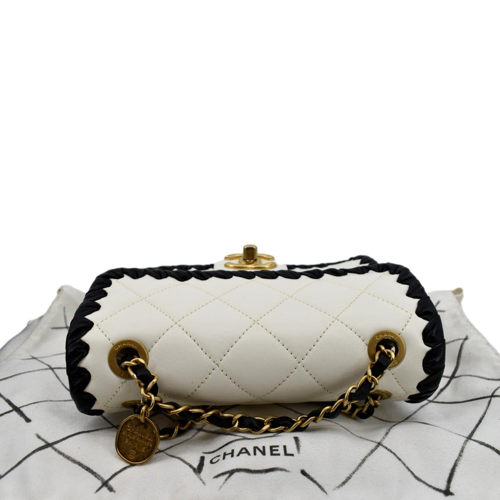 Chanel Mini My Own Frame Flap Braided Calfskin Leather Shoulder Bag White