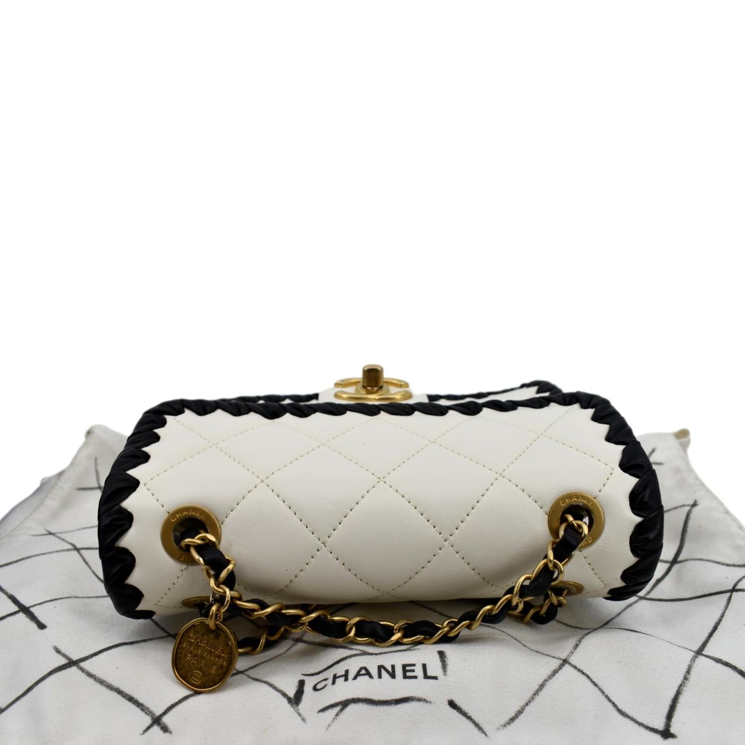 Chanel Mini My Own Frame Flap Braided Calfskin Leather Shoulder Bag White
