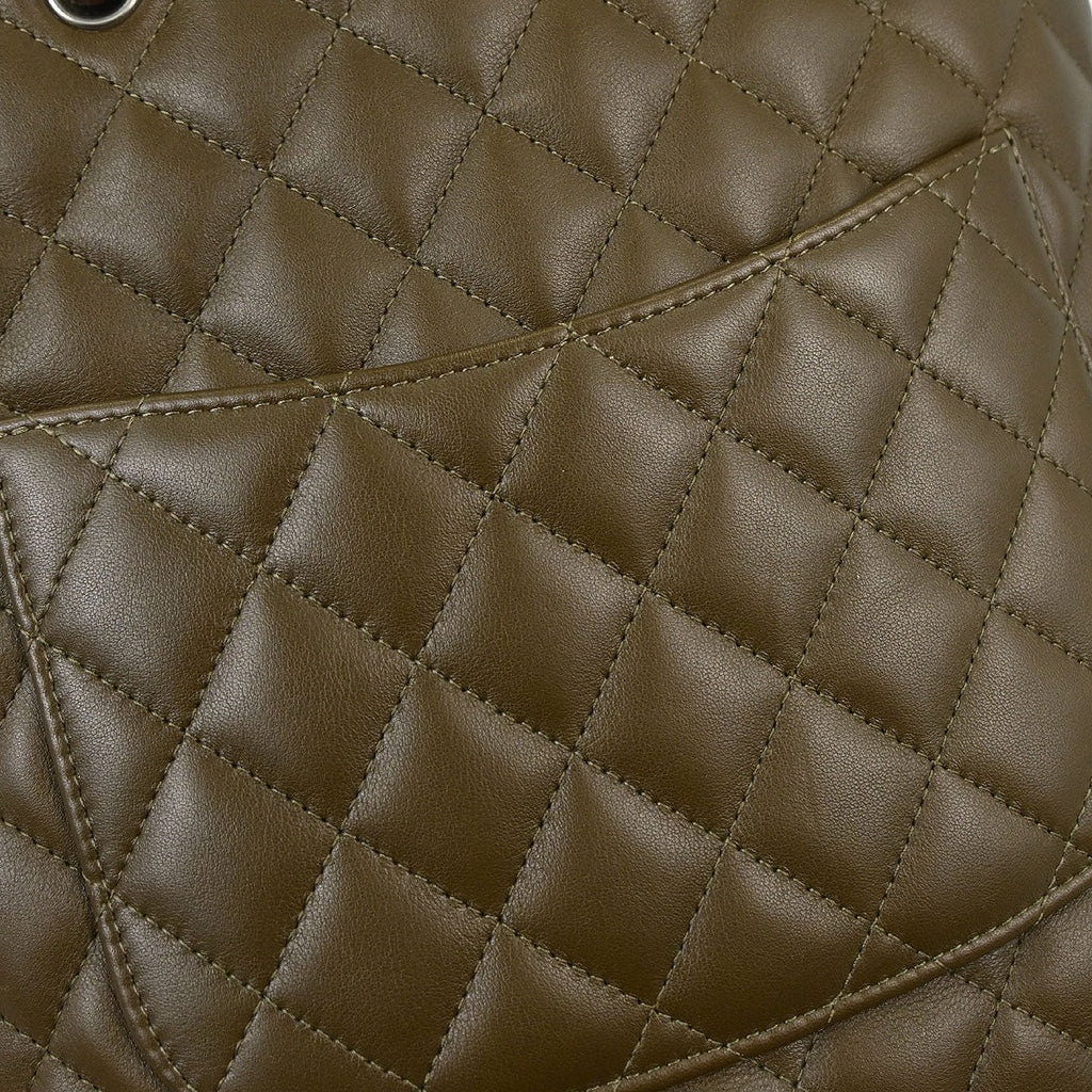 Chanel 2005-2006 Khaki Calfskin Cambon Ligne Tote Handbag