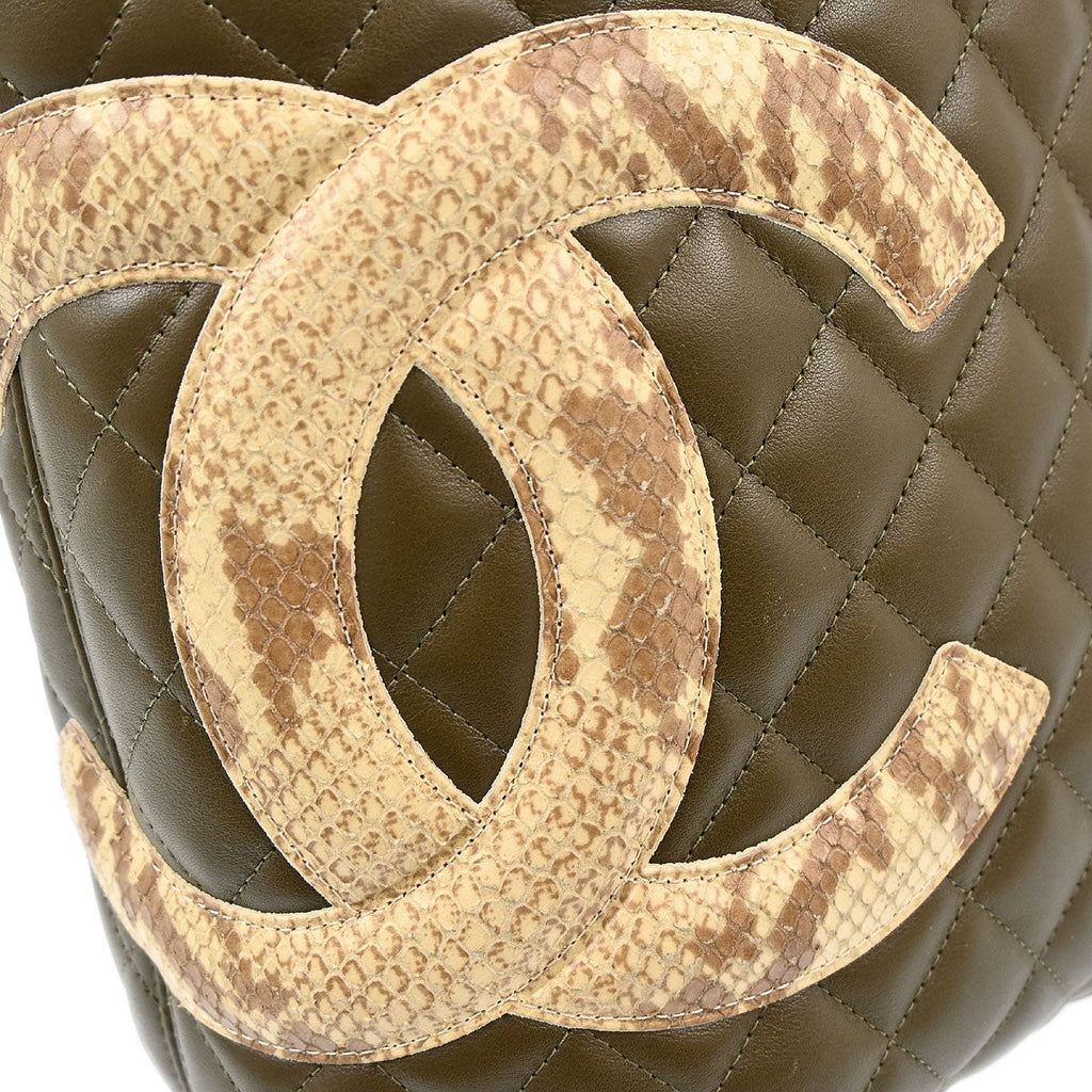 Chanel 2005-2006 Khaki Calfskin Cambon Ligne Tote Handbag