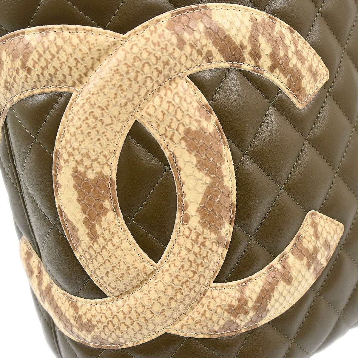 Chanel 2005-2006 Khaki Calfskin Cambon Ligne Tote Handbag