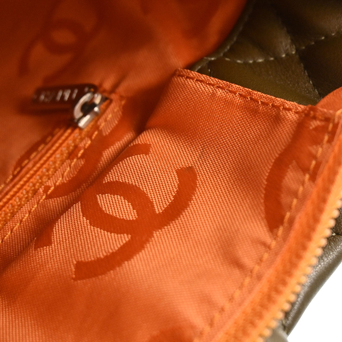 Chanel 2005-2006 Khaki Calfskin Cambon Ligne Tote Handbag