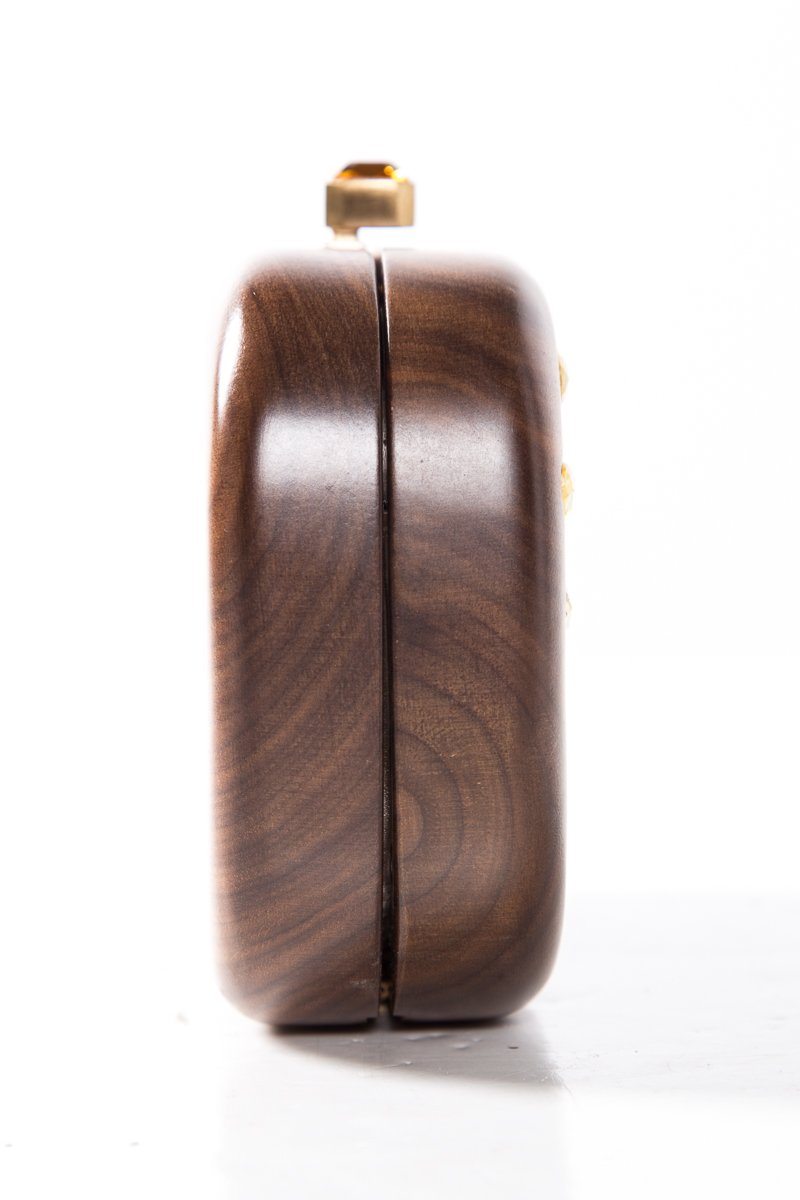 Devi Kroell Wooden Box Crystal Embellished Clutch