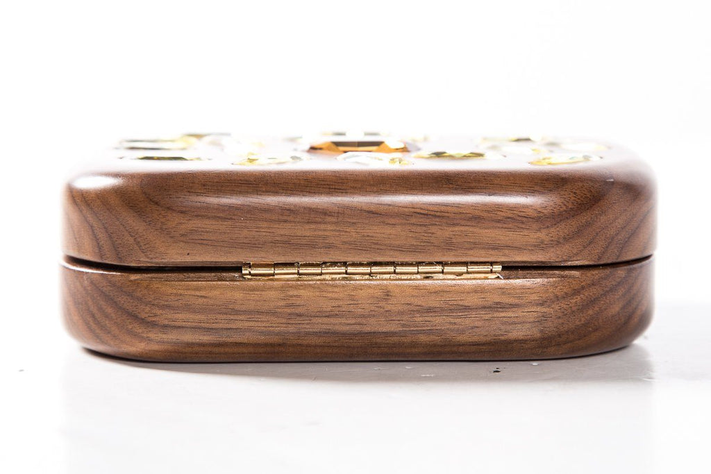 Devi Kroell Wooden Box Crystal Embellished Clutch