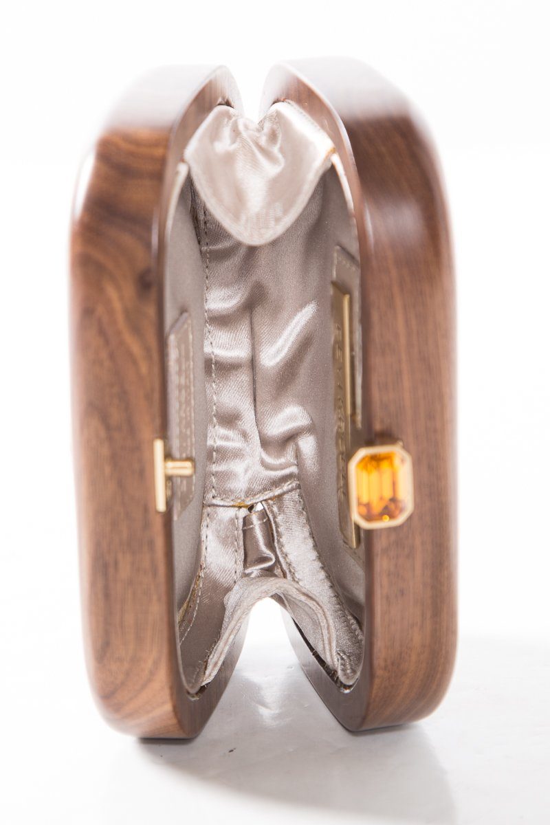 Devi Kroell Wooden Box Crystal Embellished Clutch
