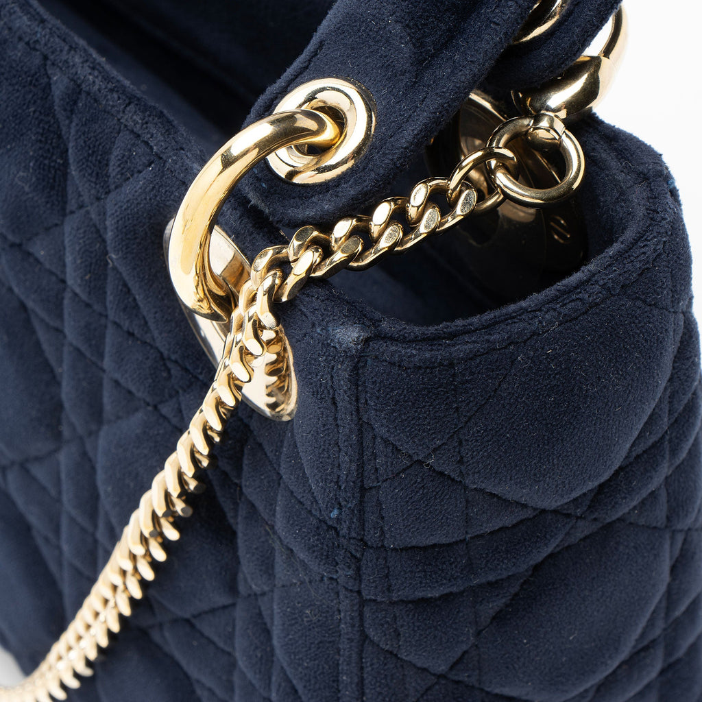 Dior Cannage Velvet Crystal Lady Dior Mini Tote