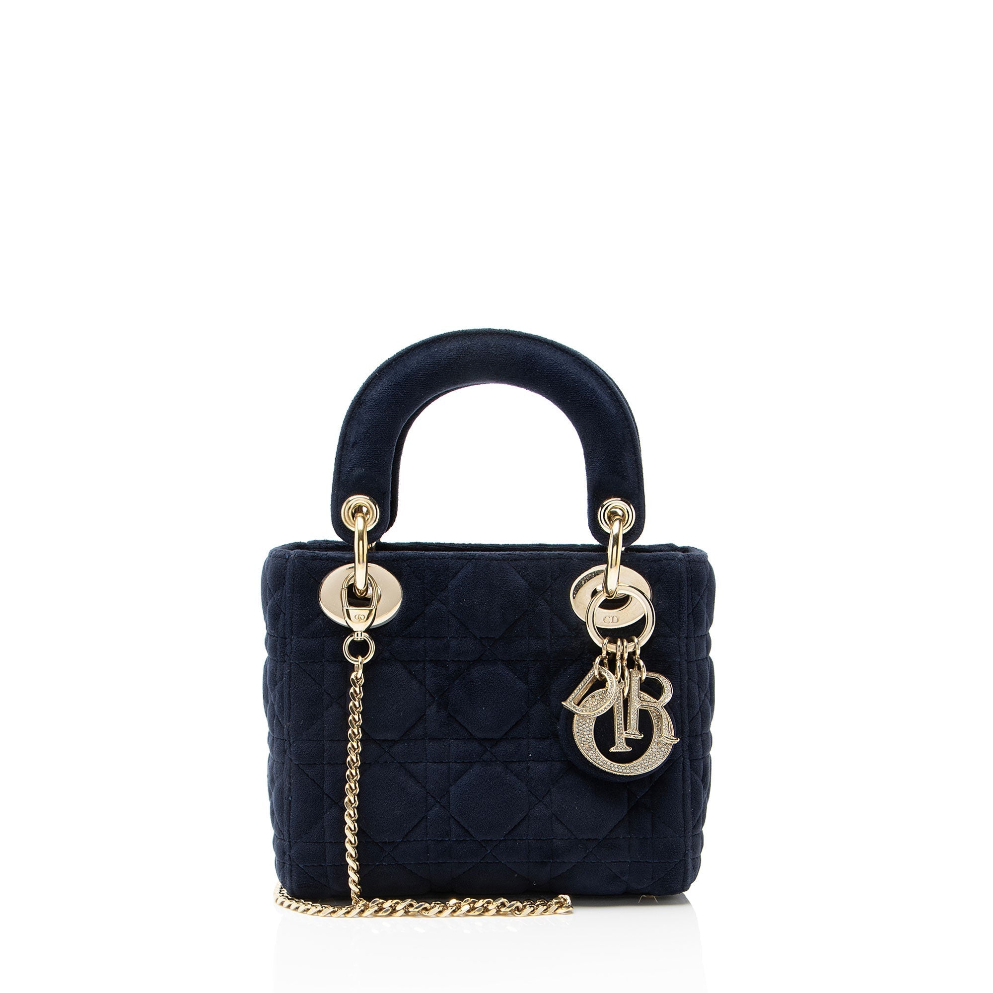 Dior Cannage Velvet Crystal Lady Dior Mini Tote