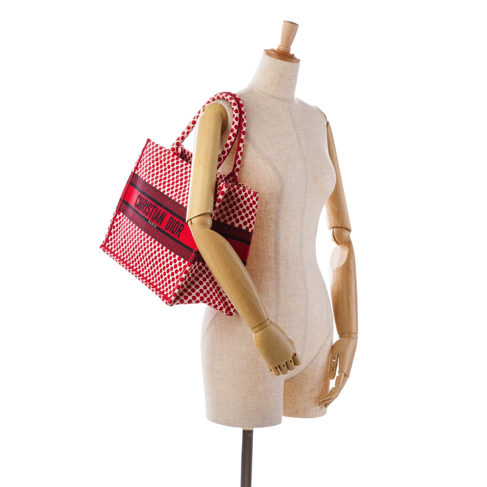 Dior DiorAmour Medium Embroidered Canvas Dots Book Tote