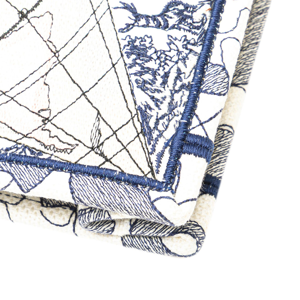 Dior Embroidered Canvas Around The World Vertical Book Tote