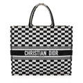 Dior Embroidered Canvas Checkered Book Tote
