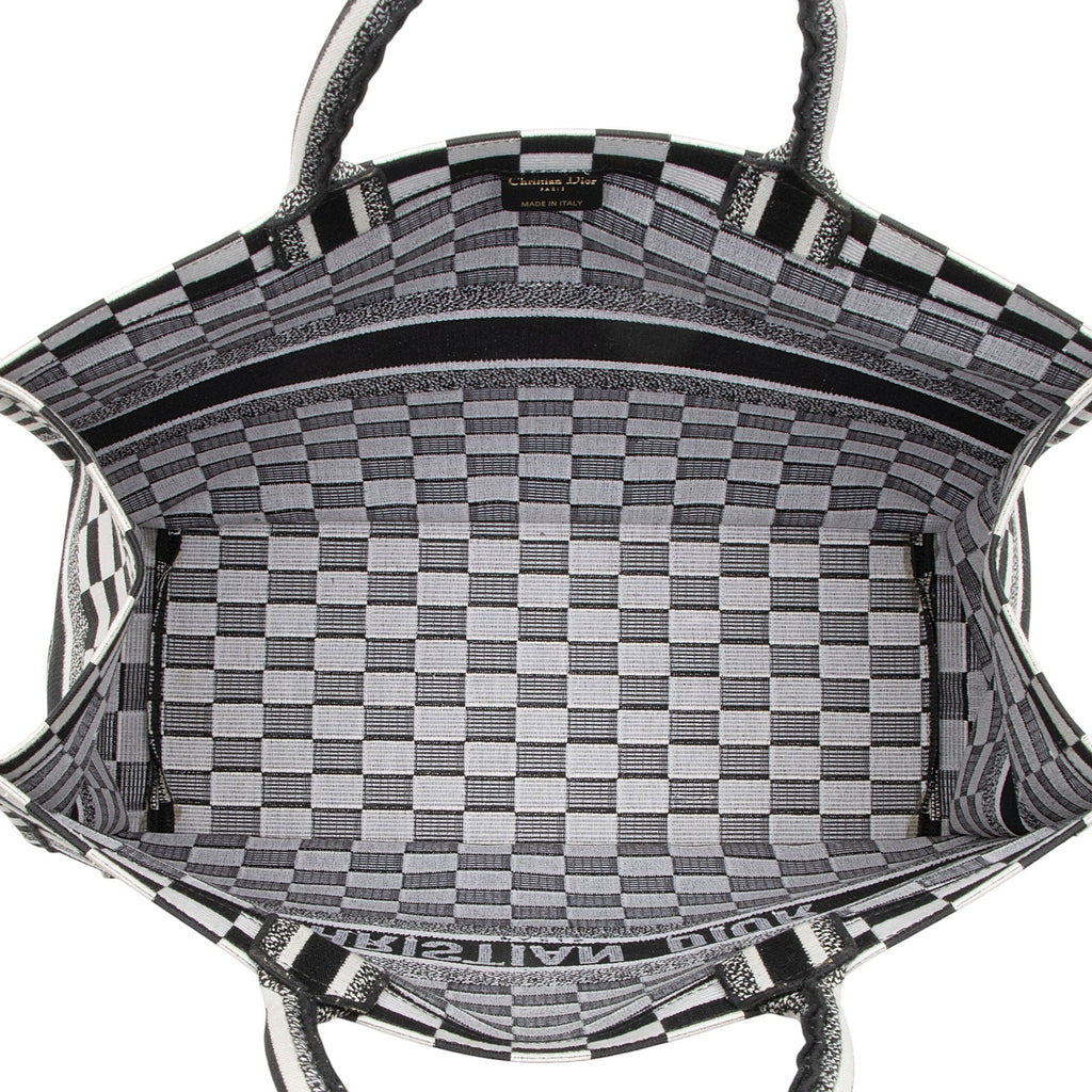 Dior Embroidered Canvas Checkered Book Tote