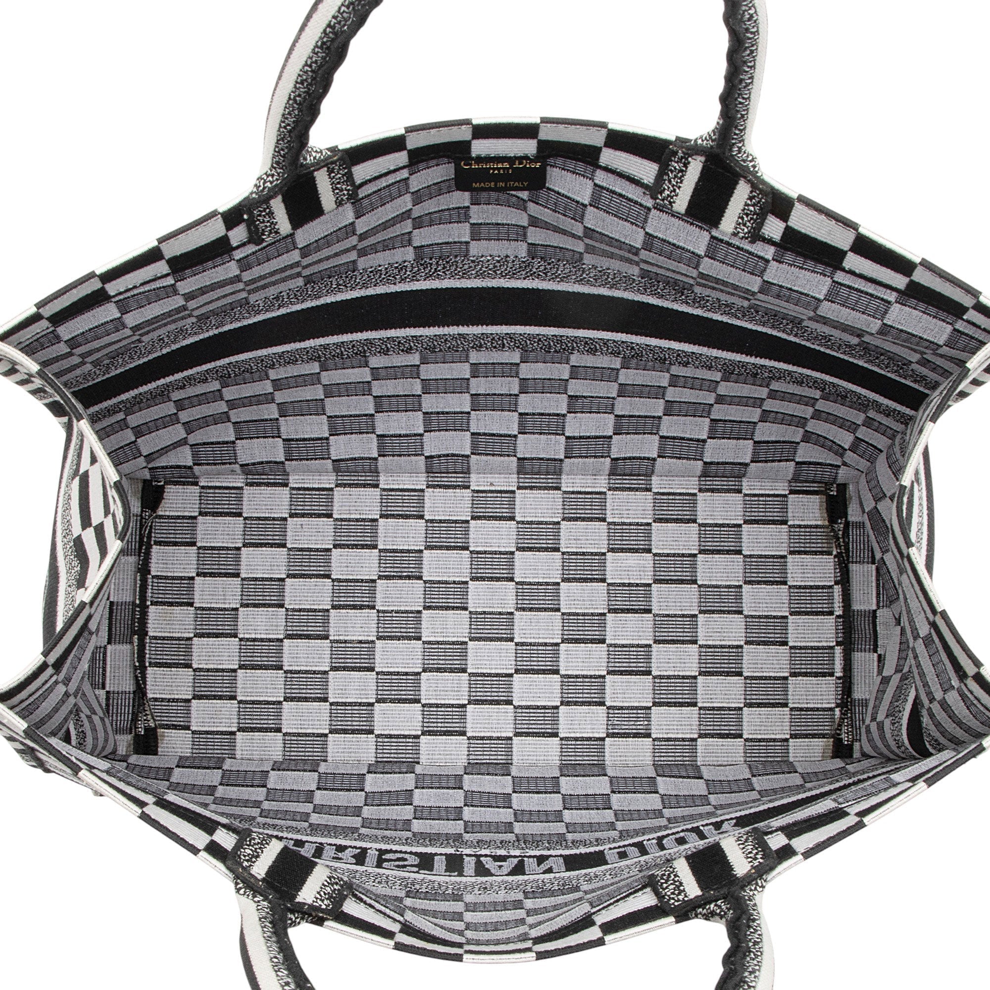 Dior Embroidered Canvas Checkered Book Tote