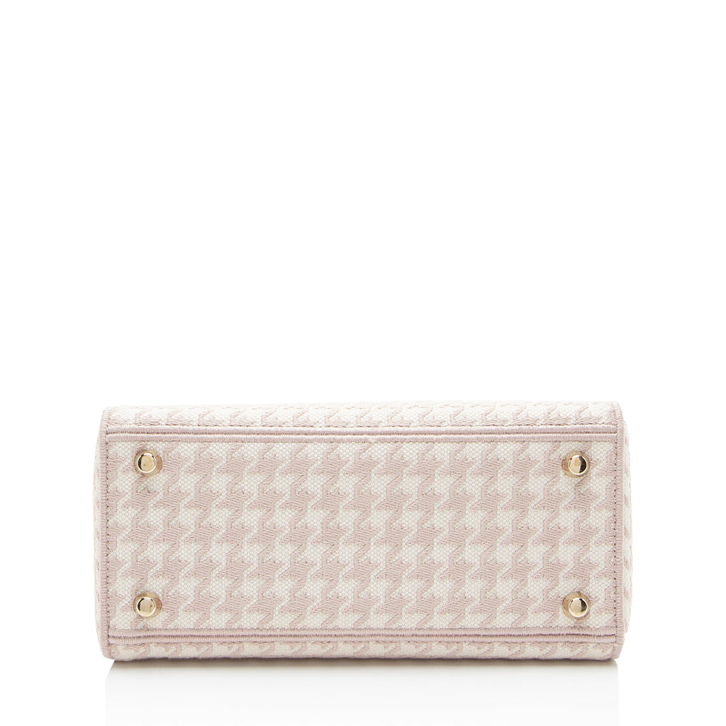 Dior Embroidered Houndstooth Canvas Lady D-Lite Medium Tote
