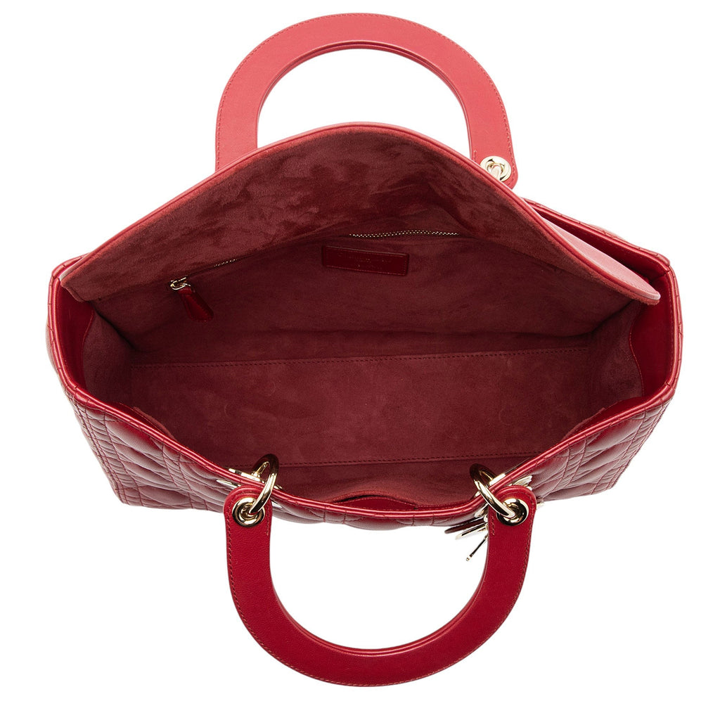 Dior Lambskin Lady Dior Large Tote (SHF-QajY9m)