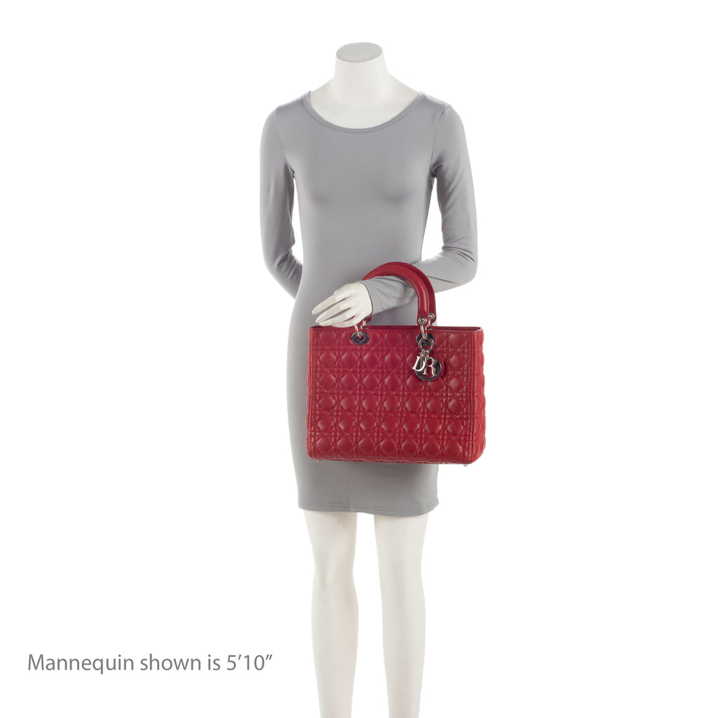 Dior Lambskin Lady Dior Large Tote (SHF-QajY9m)