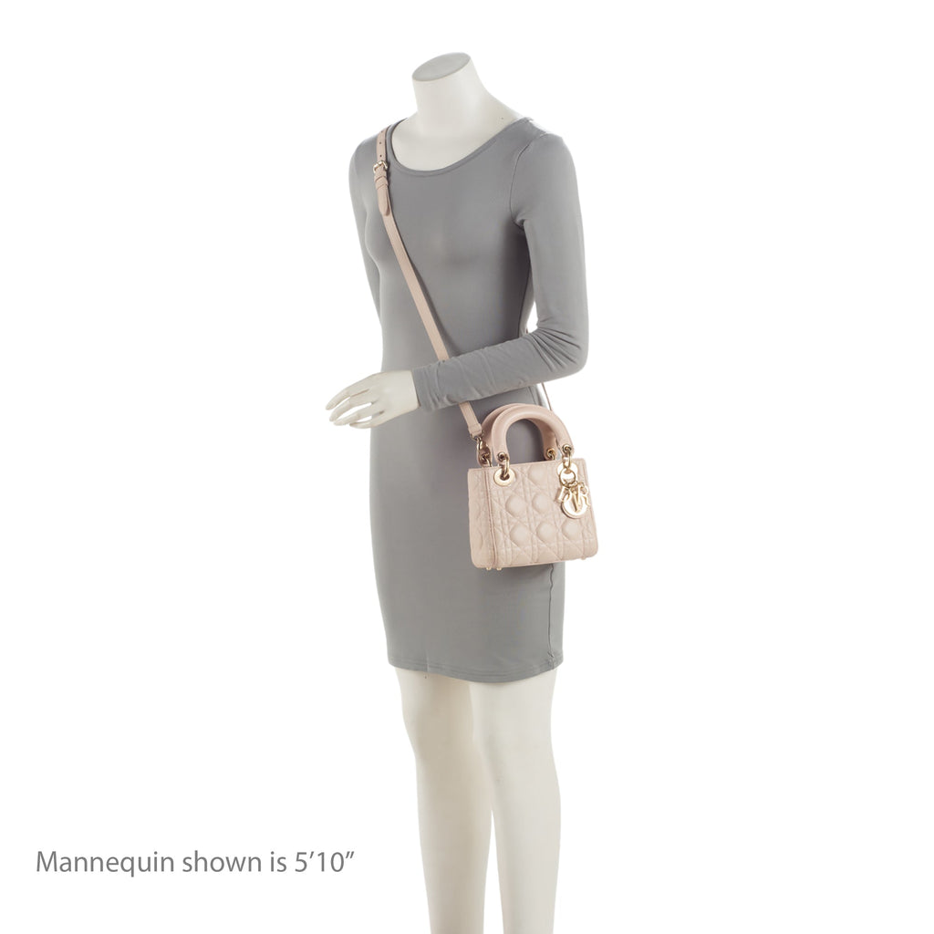Dior Lambskin Lady Dior Mini Tote (SHF-TFr3Vt)