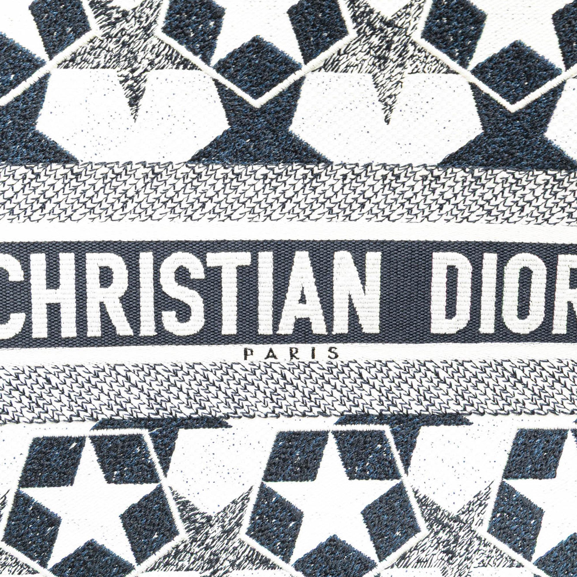 Dior Large Canvas Embroidered Lucky Star Book Tote