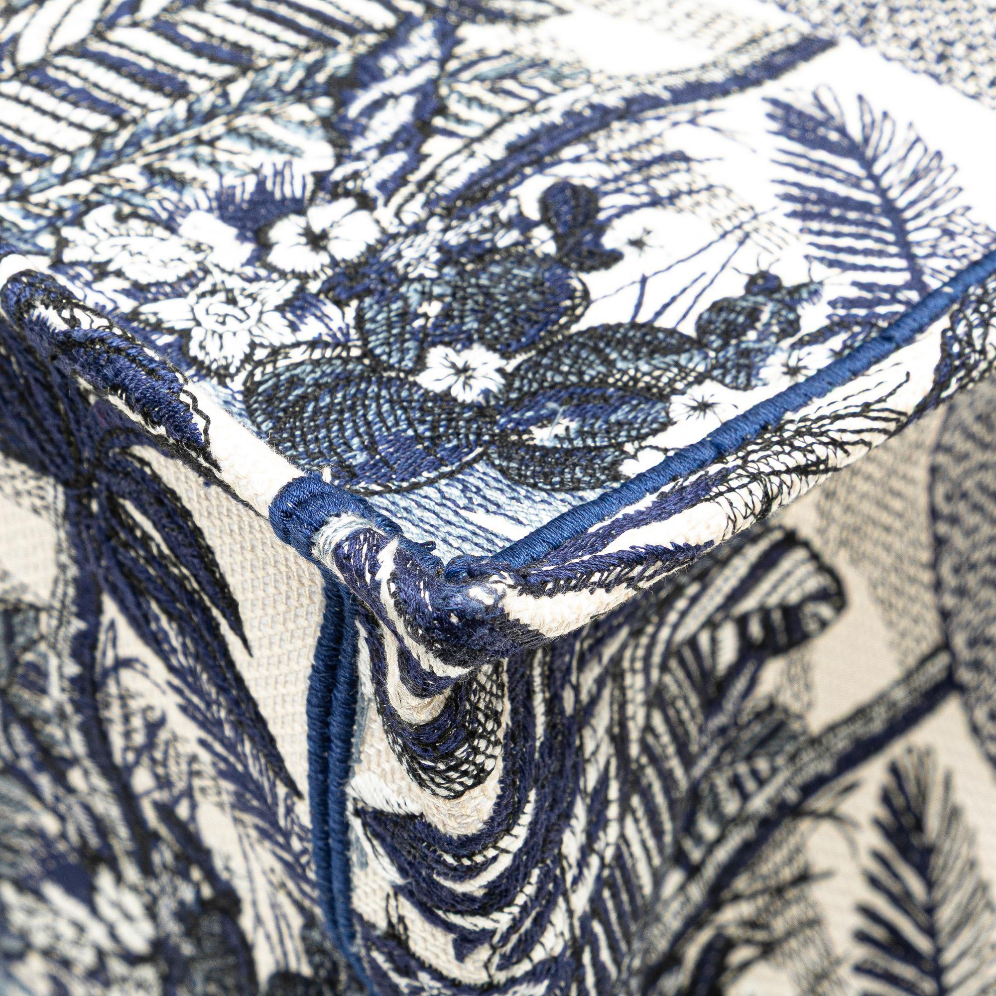 Dior Large Canvas Embroidered Palm Tree Toile De Jouy Book Tote
