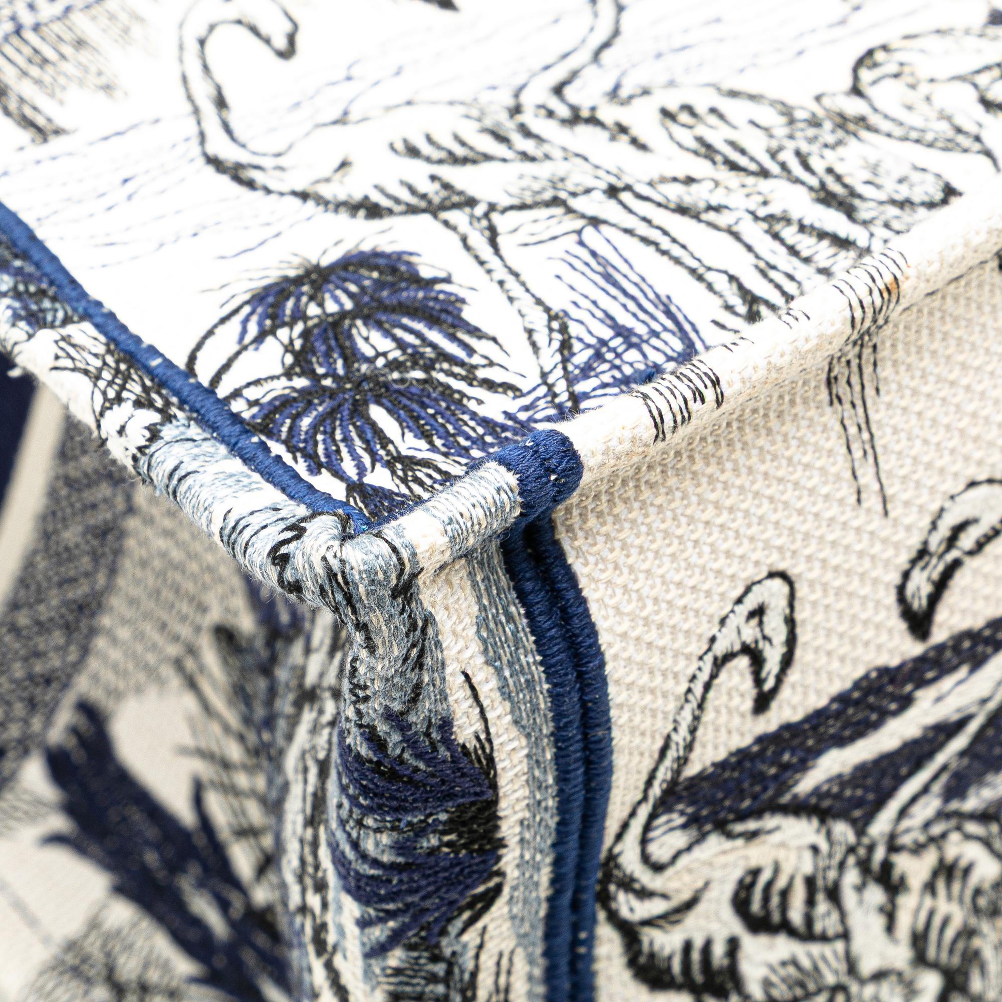 Dior Large Canvas Embroidered Palm Tree Toile De Jouy Book Tote