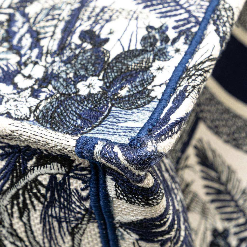 Dior Large Canvas Embroidered Palm Tree Toile De Jouy Book Tote