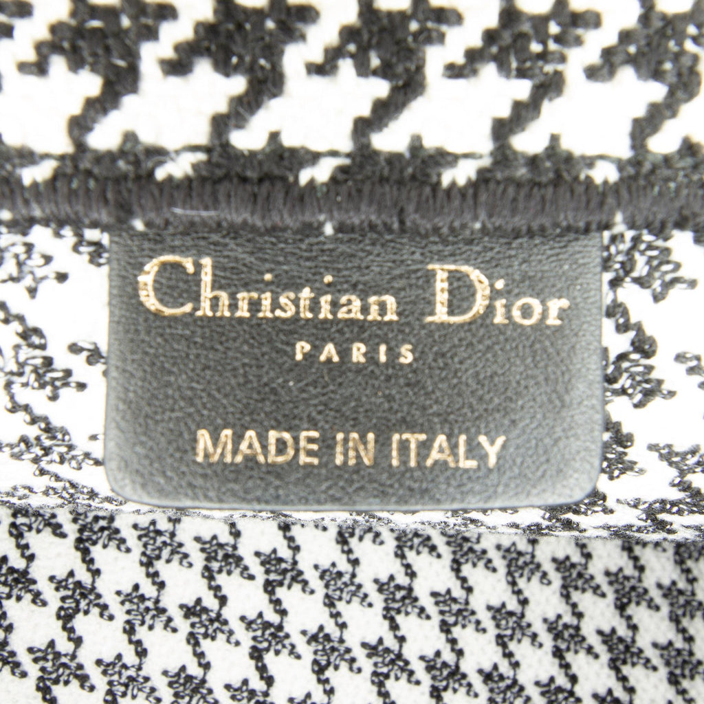 Dior Large Canvas Houndstooth Embroidered Book Tote