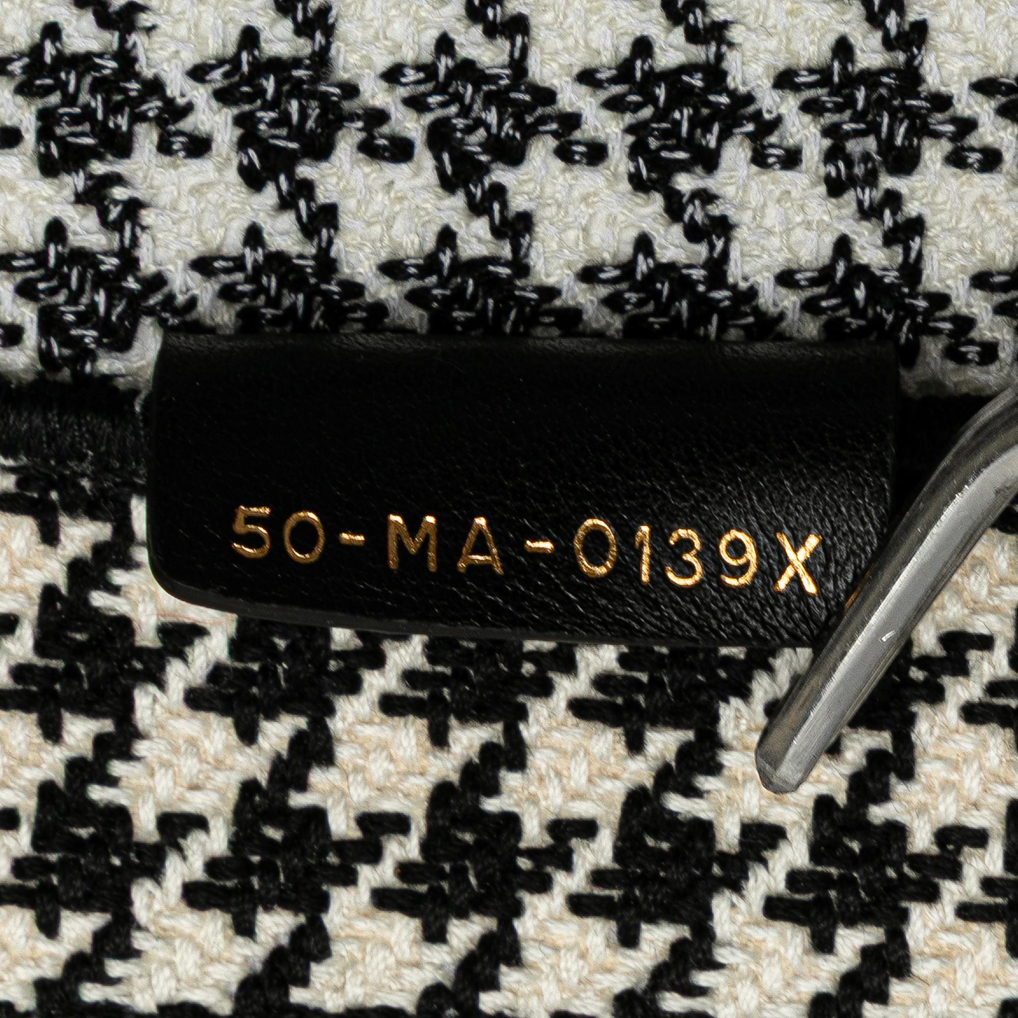 Dior Large Canvas Houndstooth Embroidered Book Tote