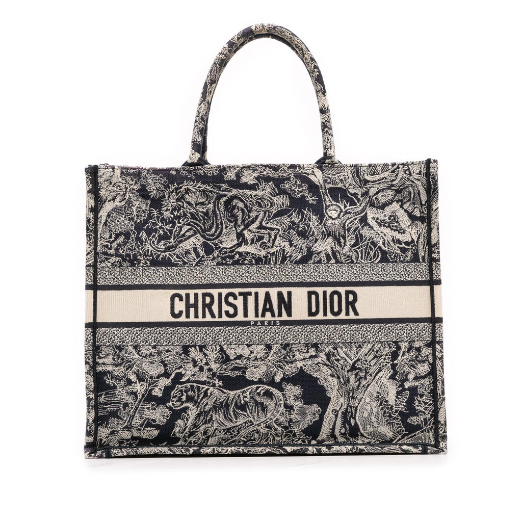 Dior Large Canvas Toile de Jouy Reverse Embroidered Book Tote