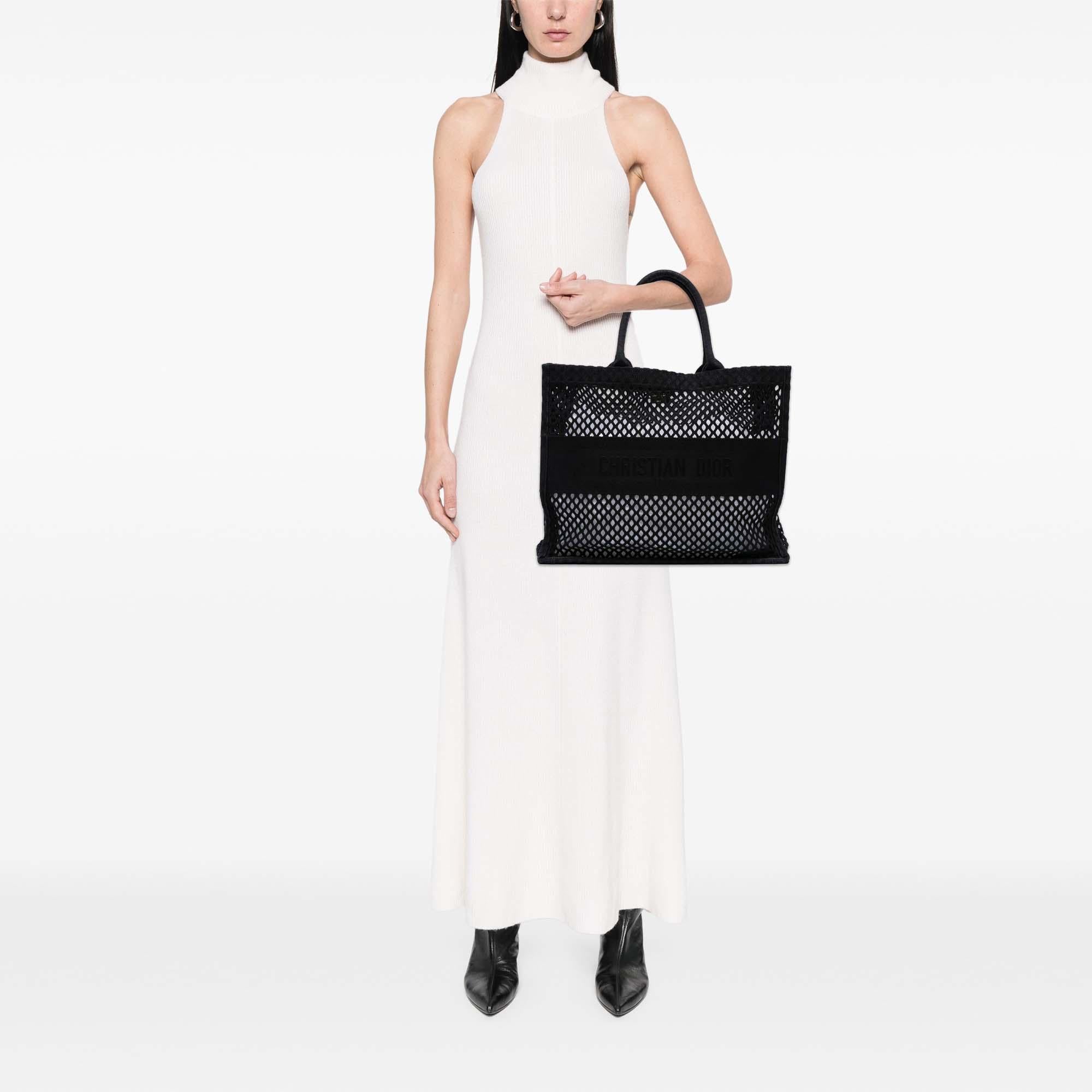 Dior Large Embroidered Mesh Book Tote