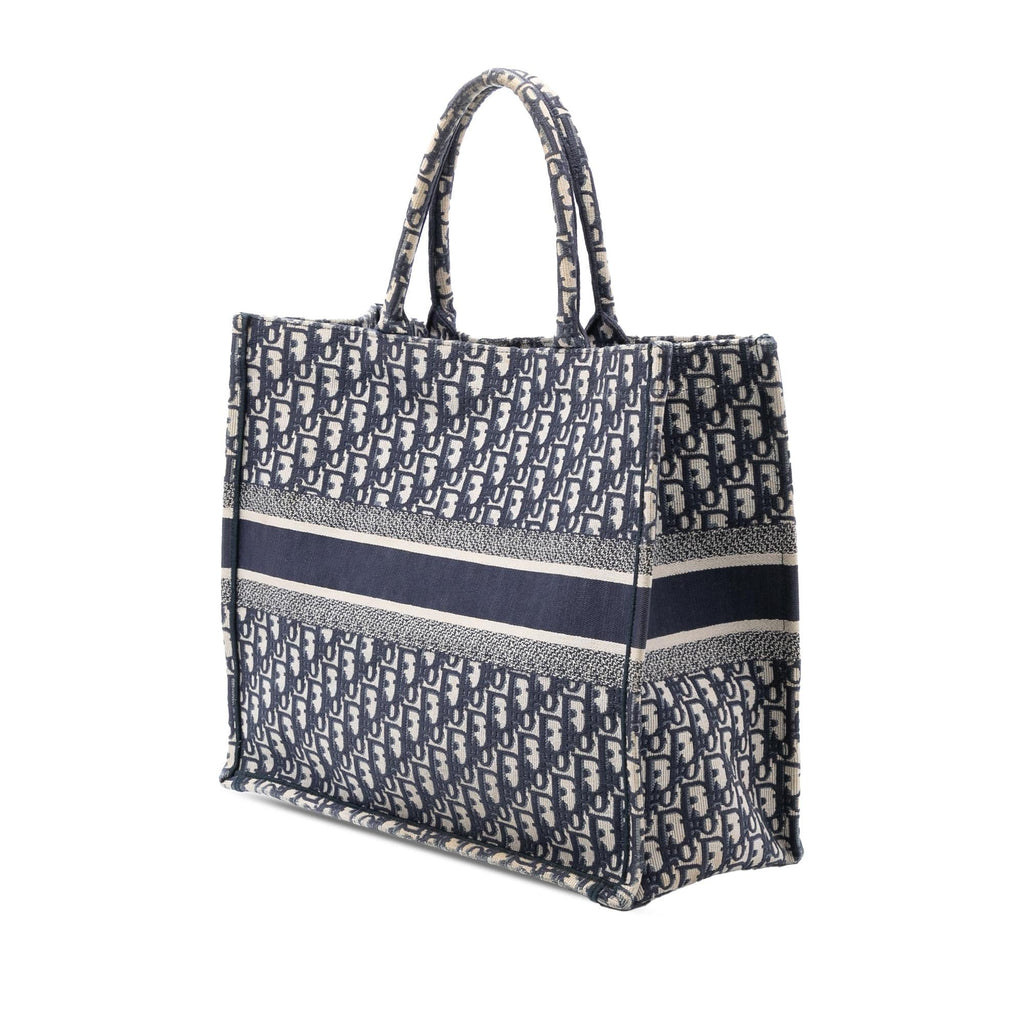 Dior Large Oblique Embroidered Canvas Book Tote