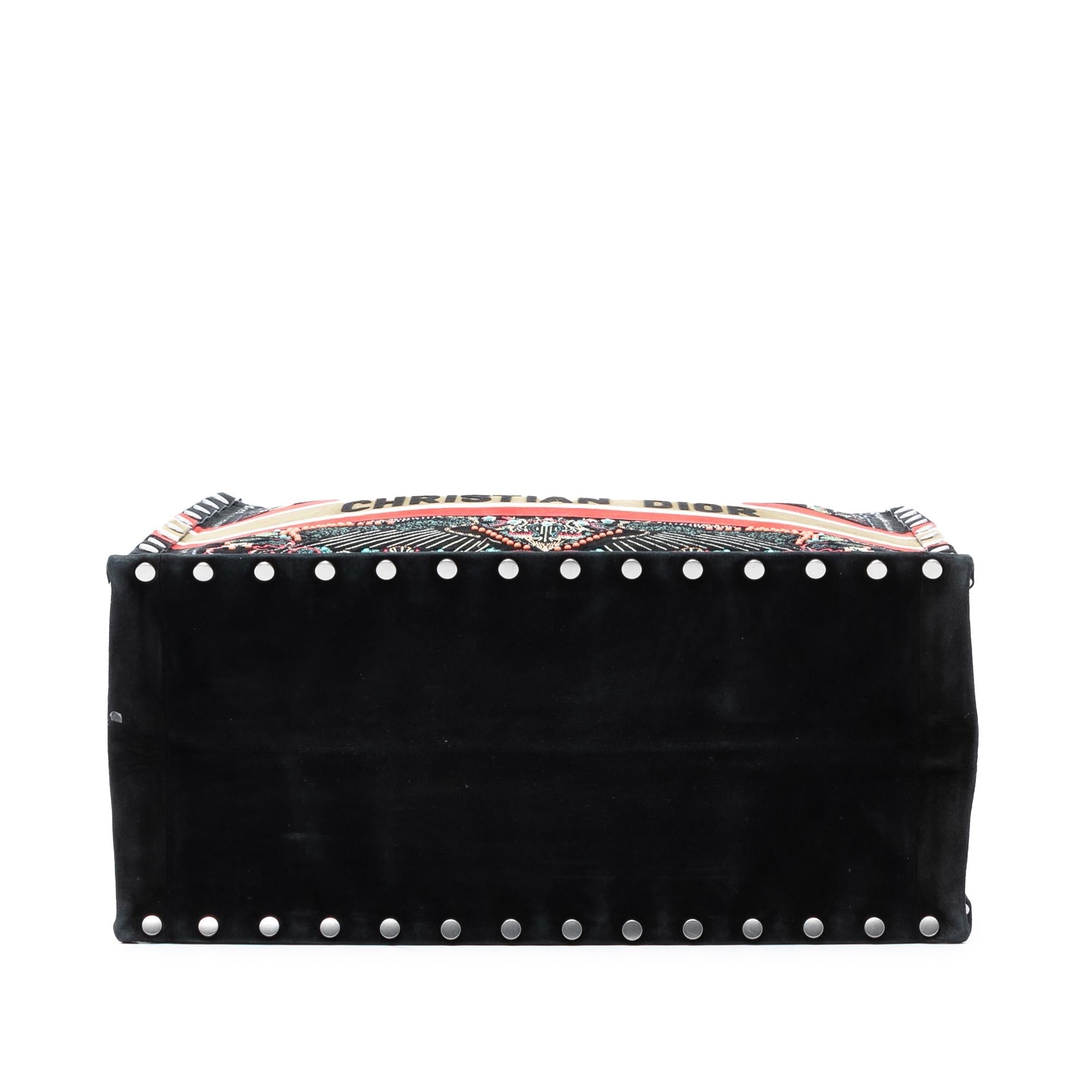 Dior Large Studded Embroidered Velvet Heart Lights Book Tote