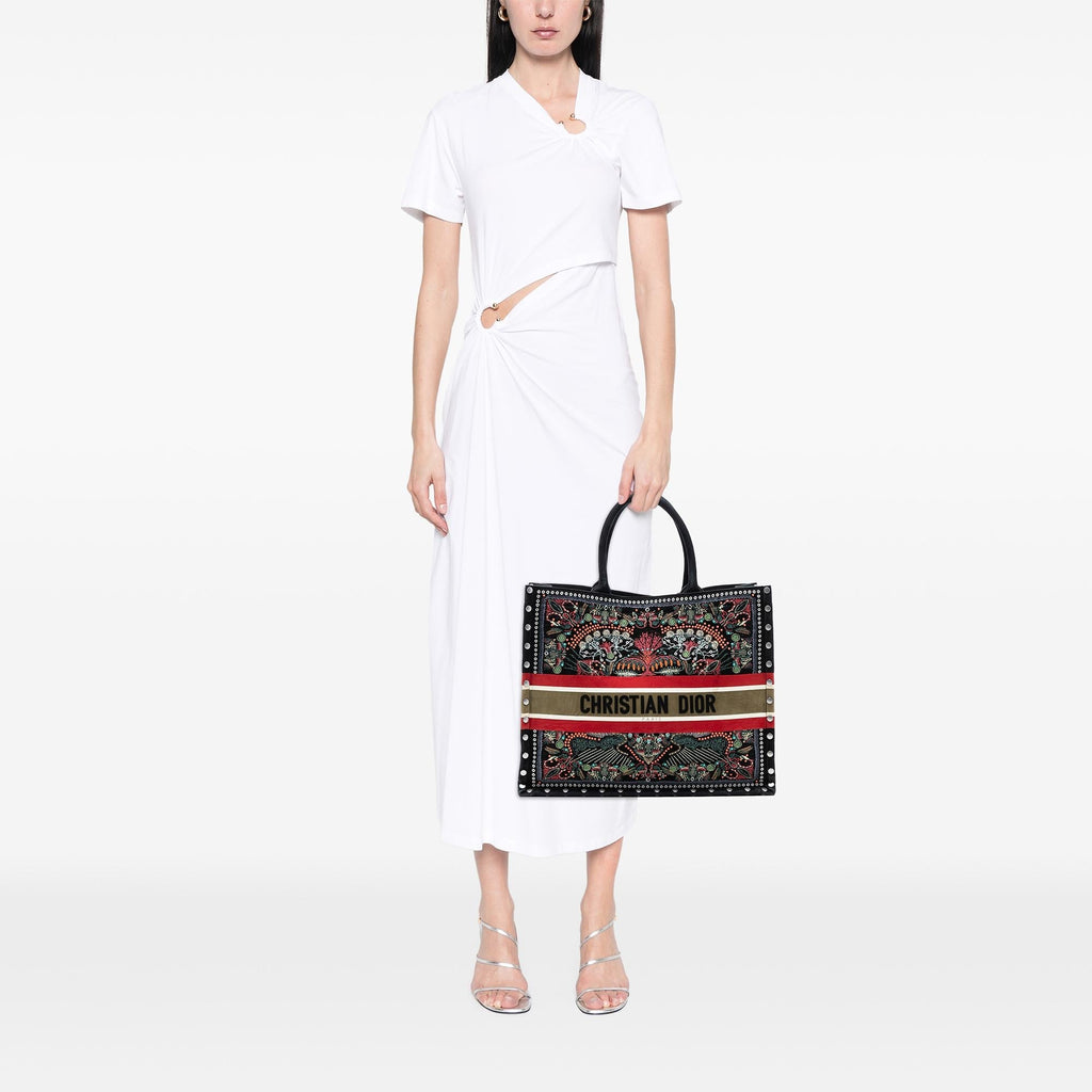 Dior Large Studded Embroidered Velvet Heart Lights Book Tote