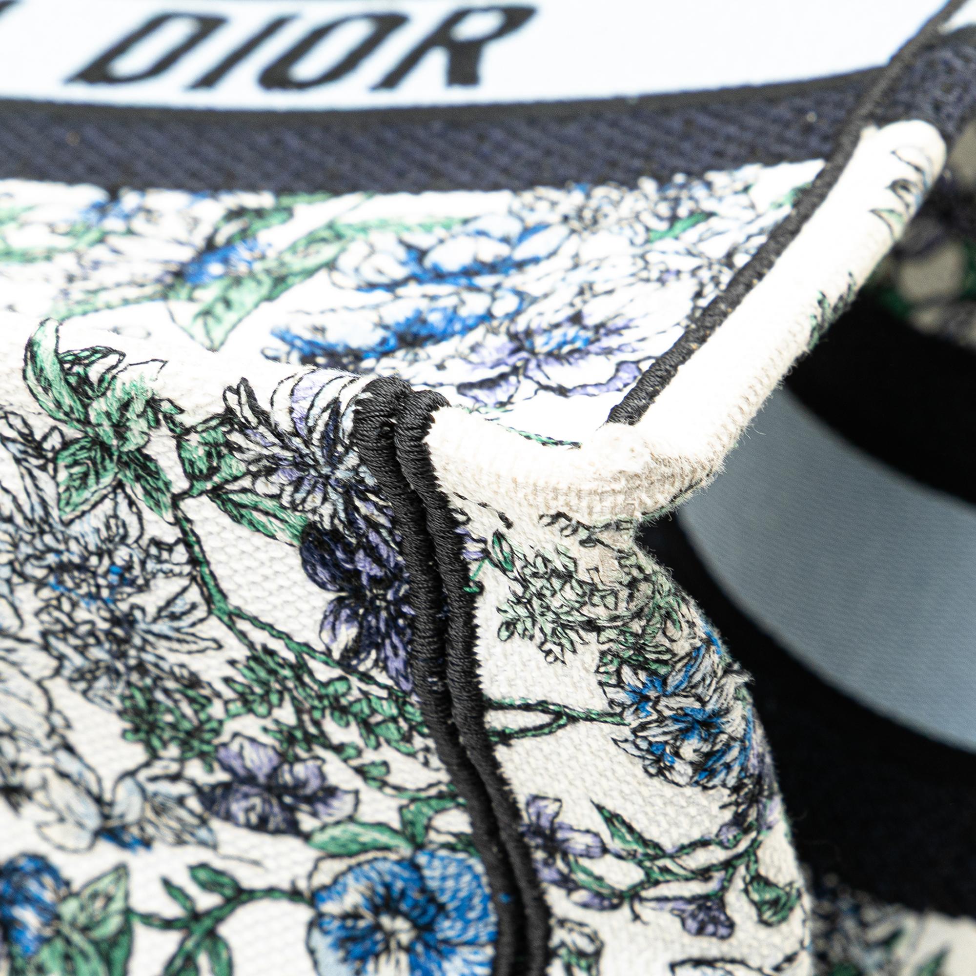 Dior Medium Canvas Embroidered Flowers Book Tote