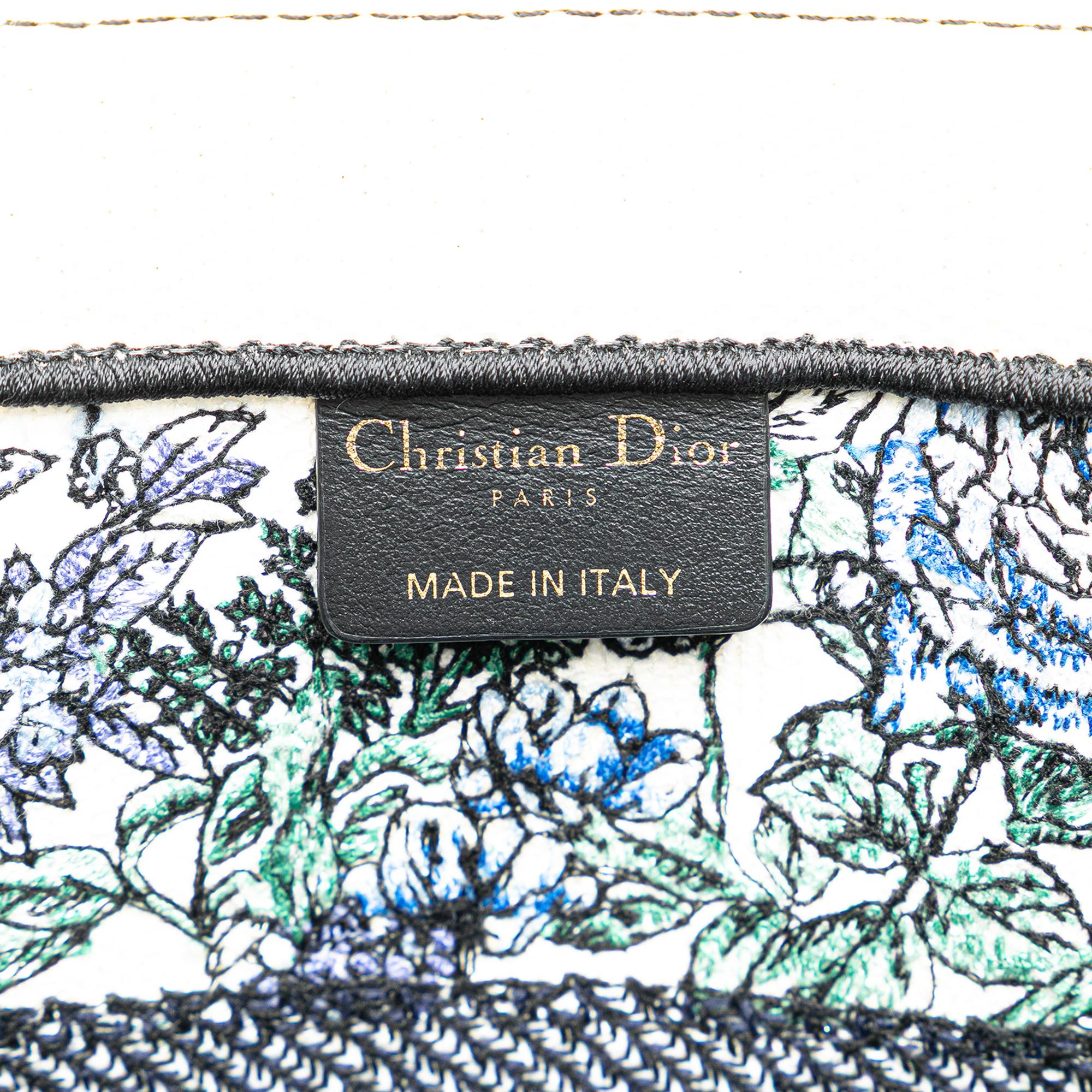 Dior Medium Canvas Embroidered Flowers Book Tote