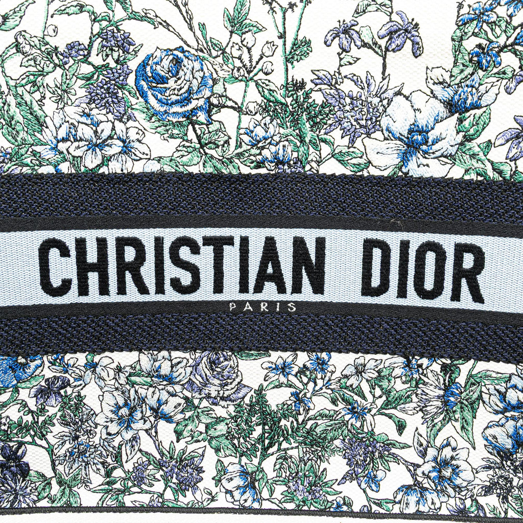 Dior Medium Canvas Embroidered Flowers Book Tote
