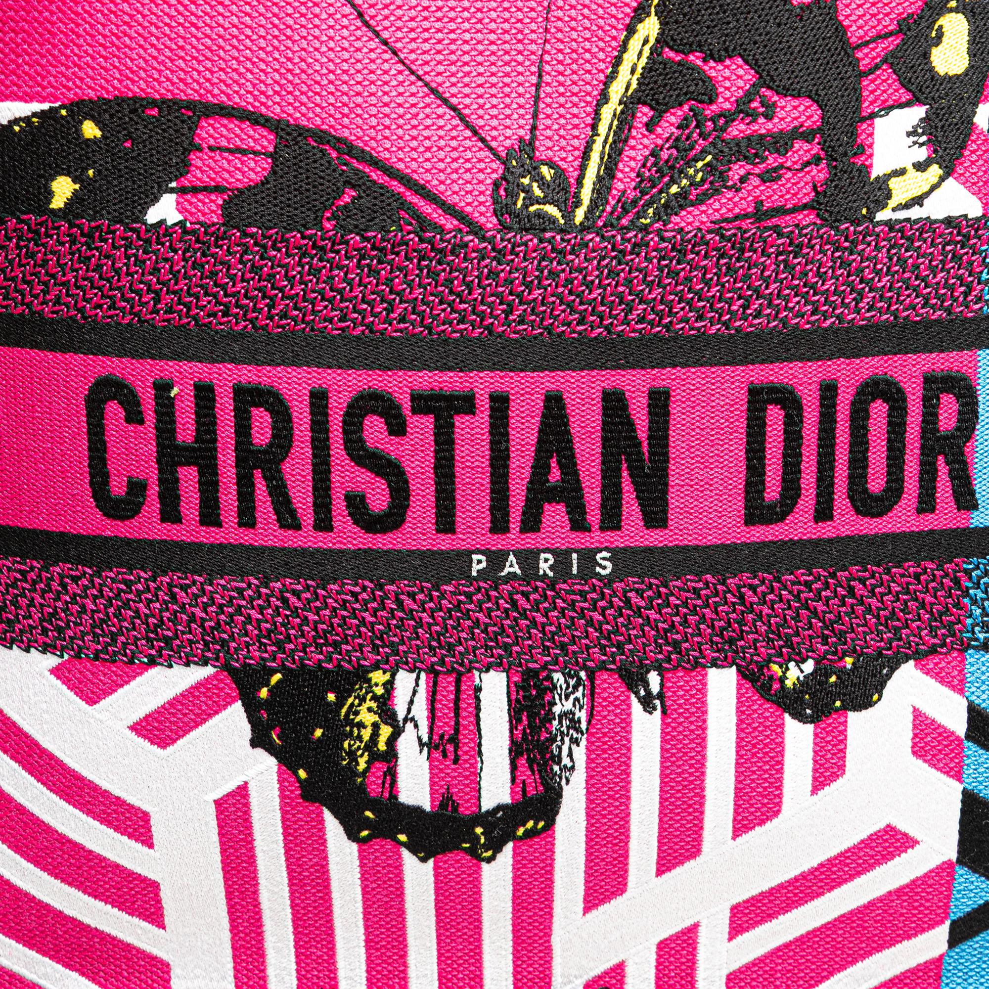 Dior Medium Embroidered Canvas Butterfly D Jungle Pop Book Tote