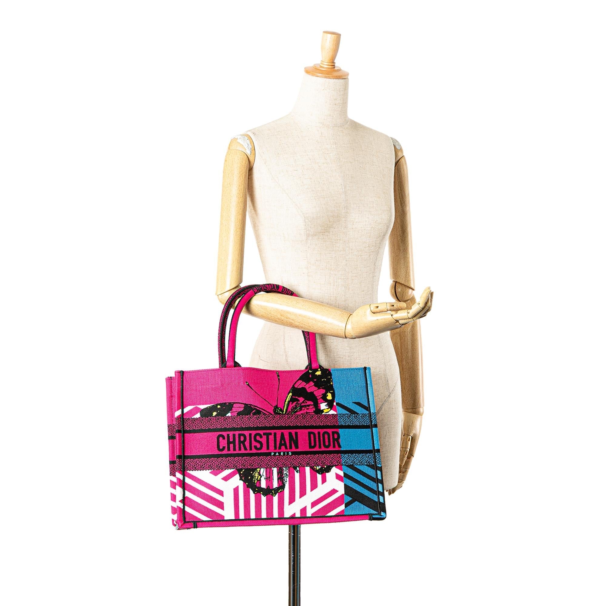 Dior Medium Embroidered Canvas Butterfly D Jungle Pop Book Tote
