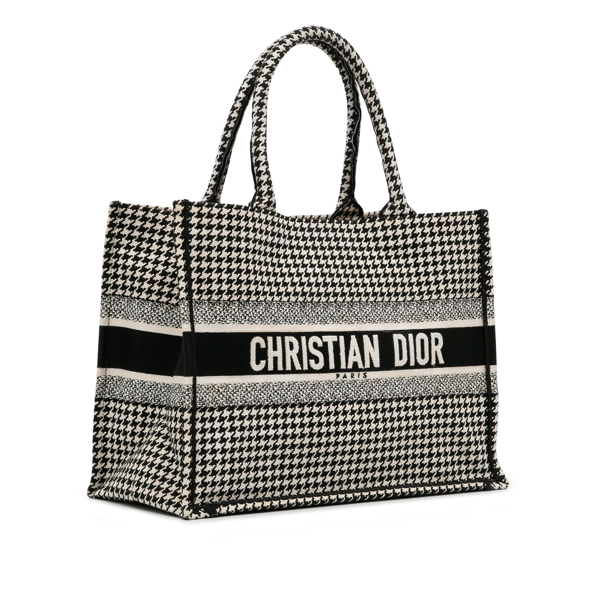 Dior Medium Houndstooth Embroidered Book Tote