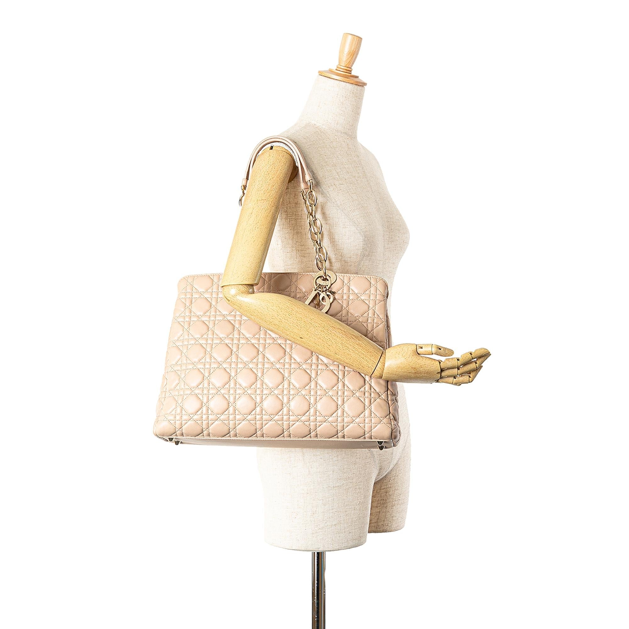 Dior Medium Lambskin Cannage Soft Zipped Shopping Tote