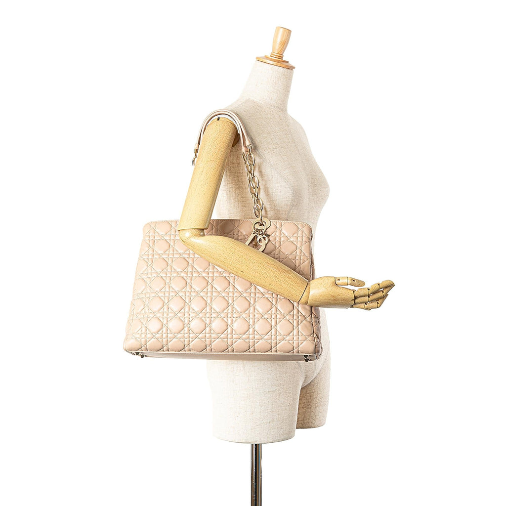 Dior Medium Lambskin Cannage Soft Zipped Shopping Tote