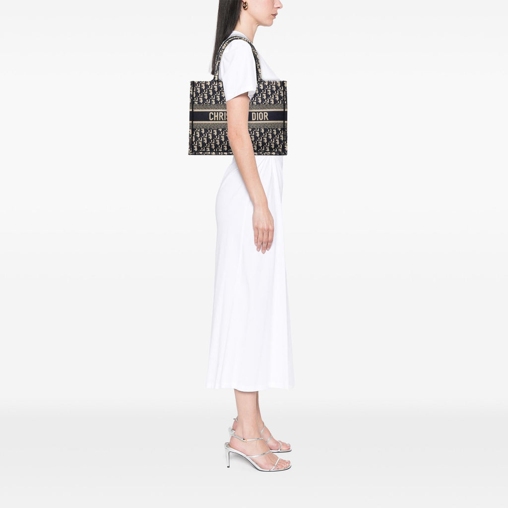 Dior Medium Oblique Embroidered Canvas Book Tote