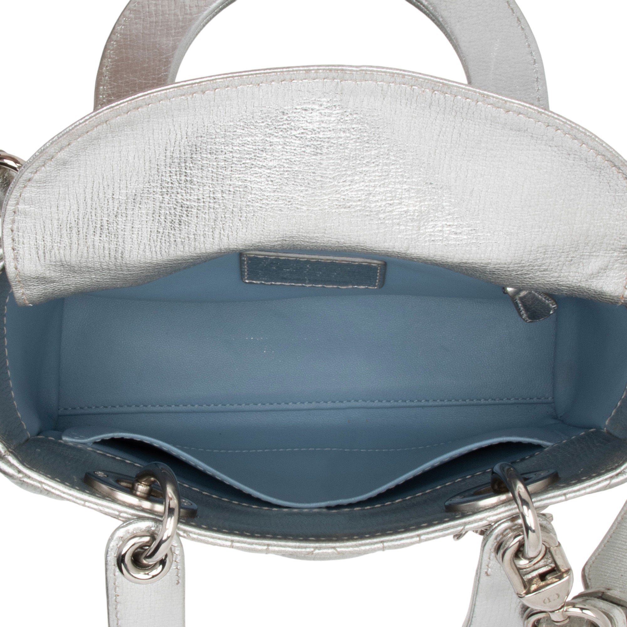 Dior Metallic Leather Lady Dior Small Tote (SHF-4YtjmZ)