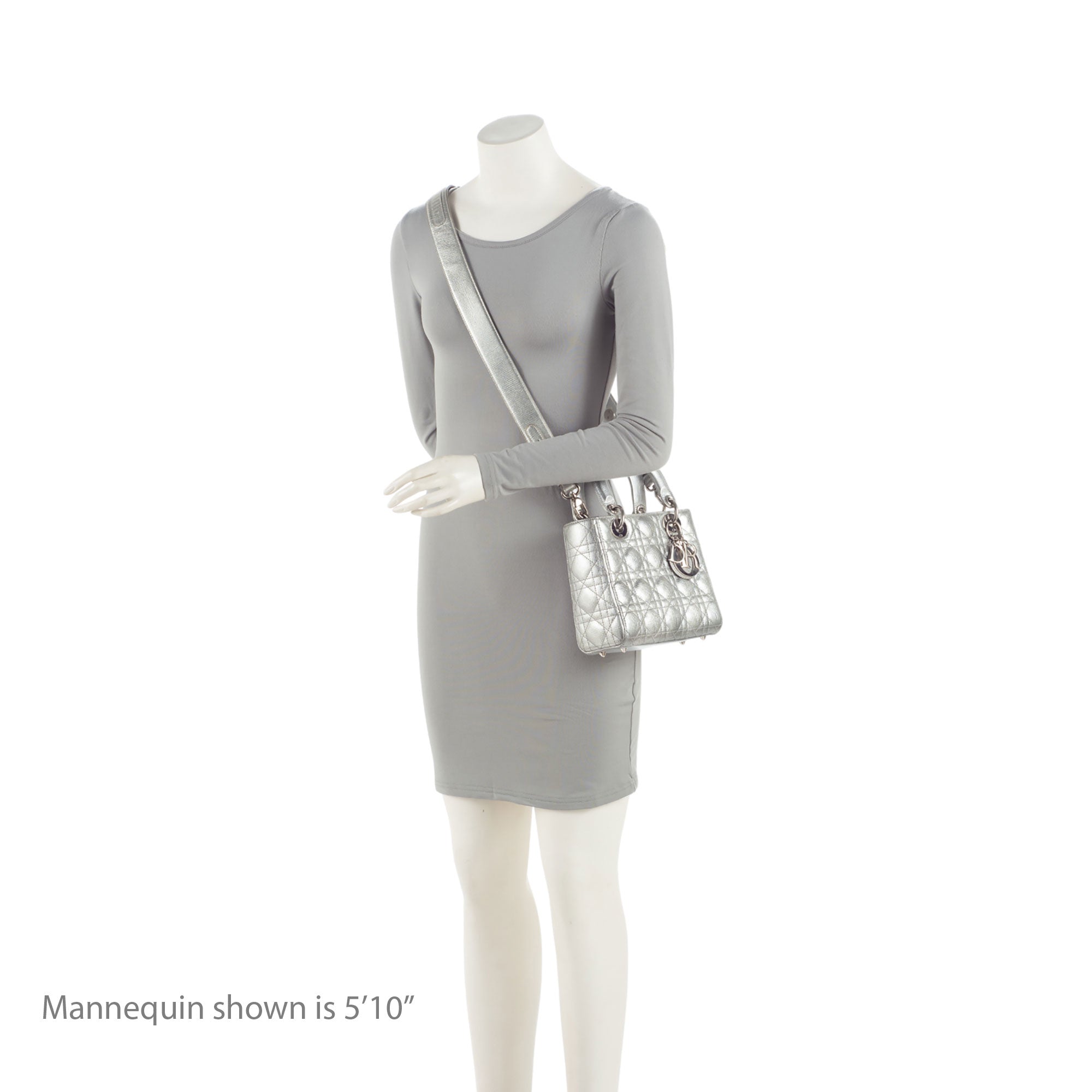 Dior Metallic Leather Lady Dior Small Tote (SHF-4YtjmZ)