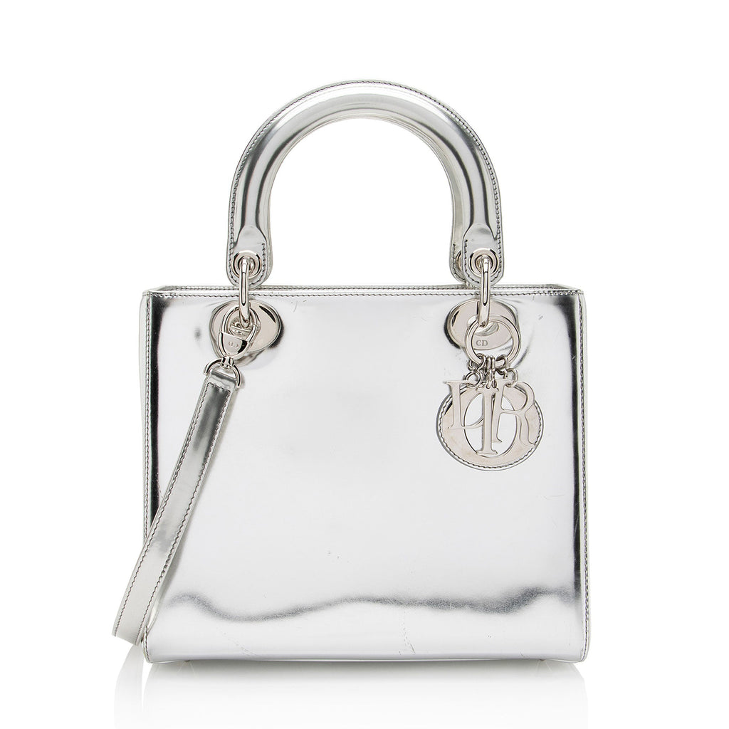 Dior Metallic 1:1 Rep Leather Lady Dior Medium Tote