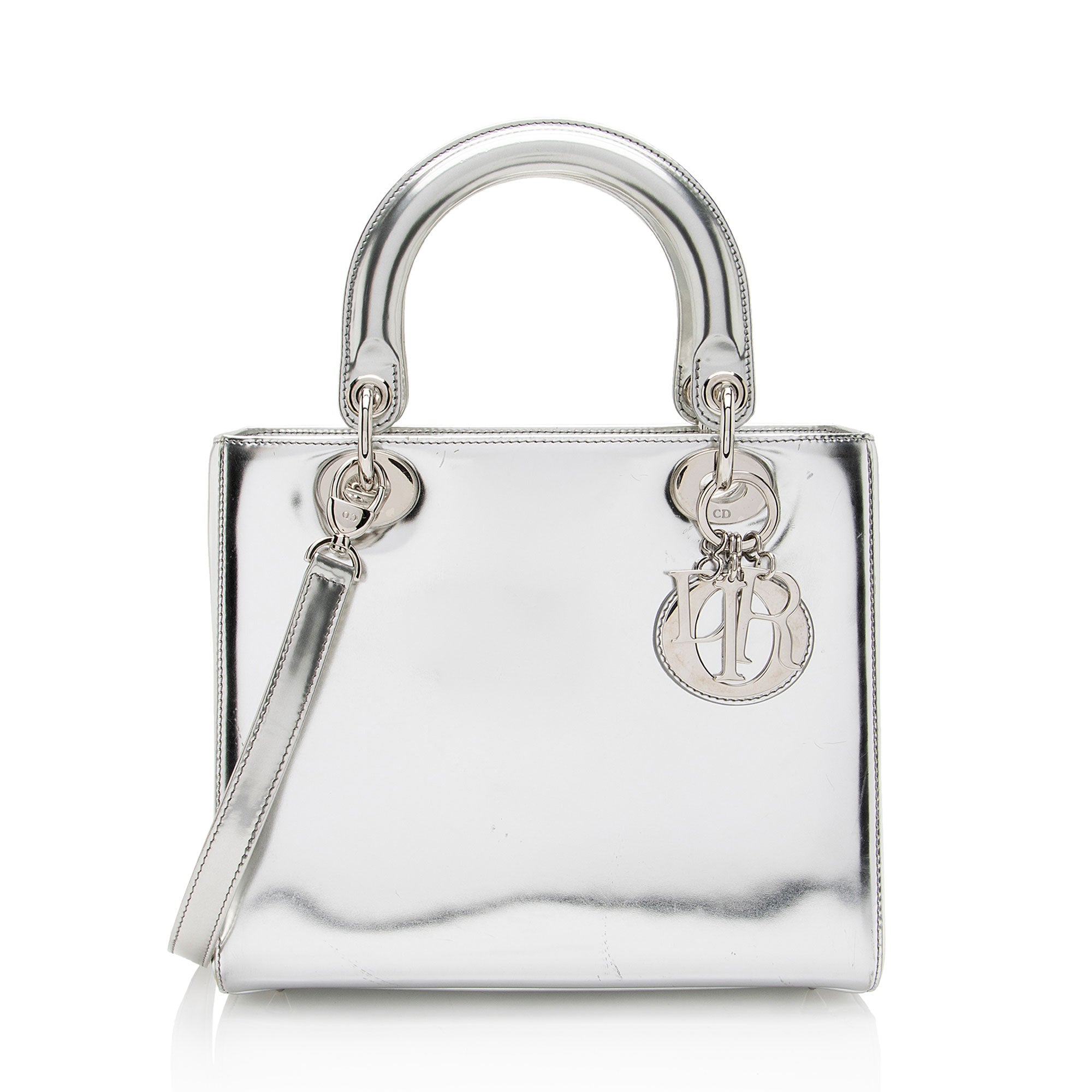 Dior Metallic 1:1 Rep Leather Lady Dior Medium Tote
