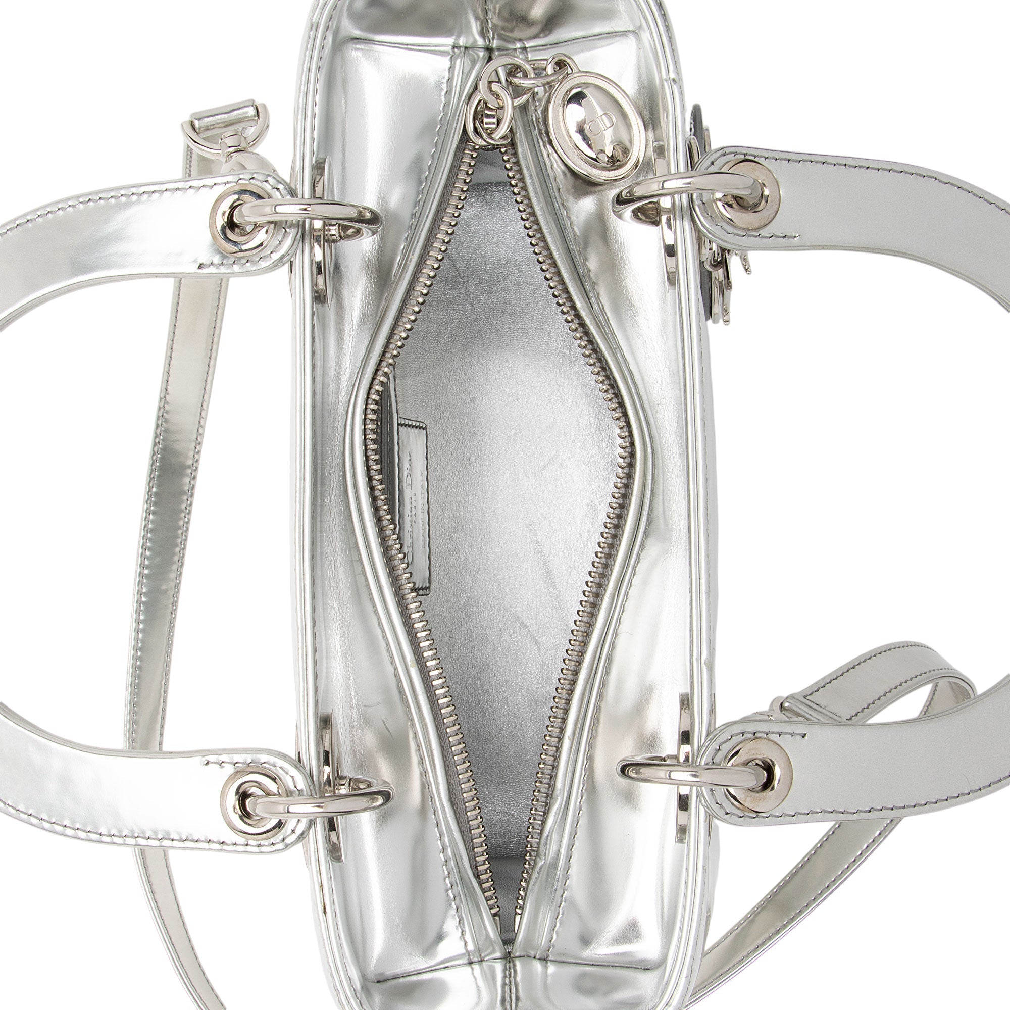 Dior Metallic 1:1 Rep Leather Lady Dior Medium Tote